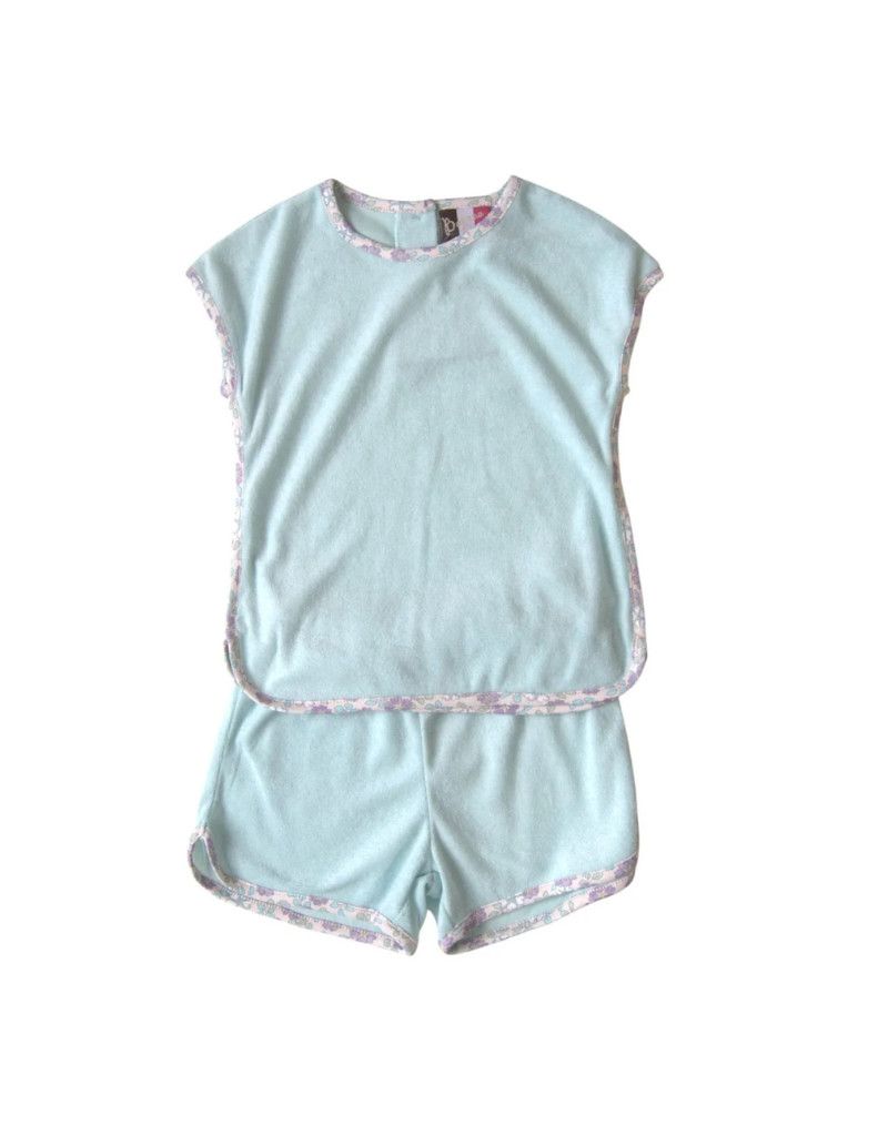 Luna Terry Short Set, Aqua