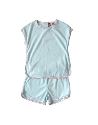 Luna Terry Short Set, Aqua