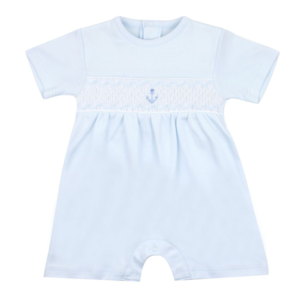 Anchors &amp; Stripes Light Blue Smock Romper