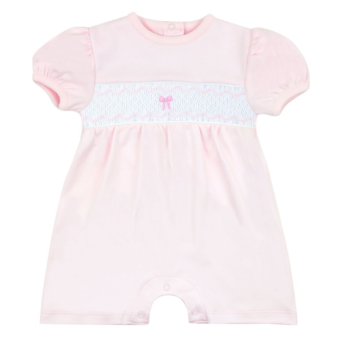 Bows &amp; Stripes Light Pink Smock Romper