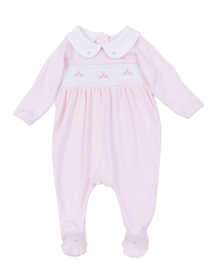 Willow and Walker's Smocked Collared Footie, Pink