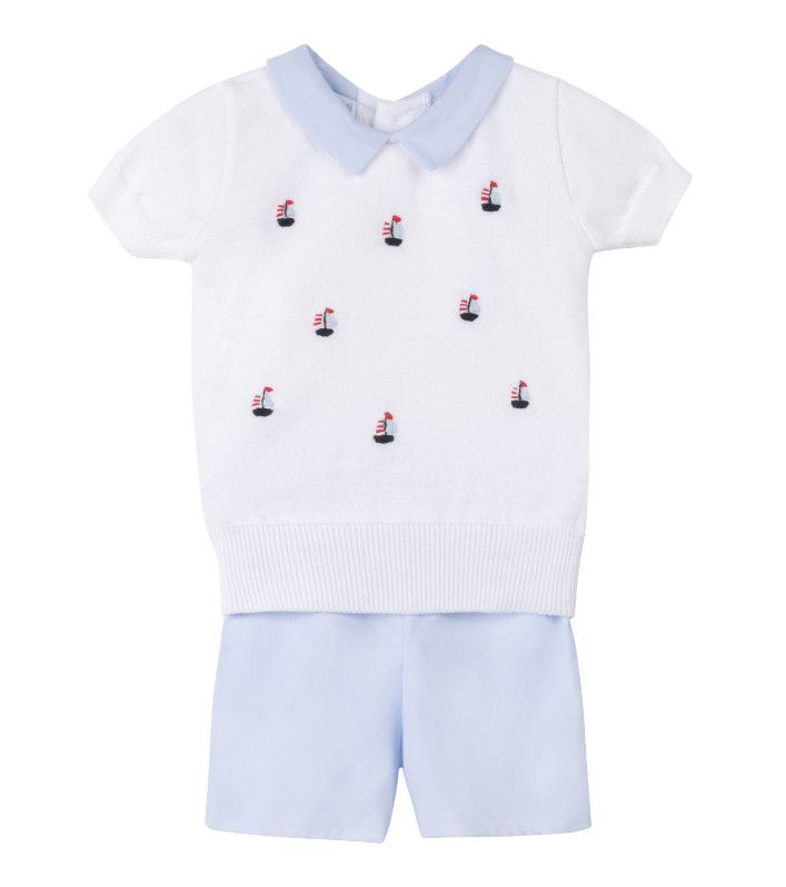 Boy Sailboat Sweater Set