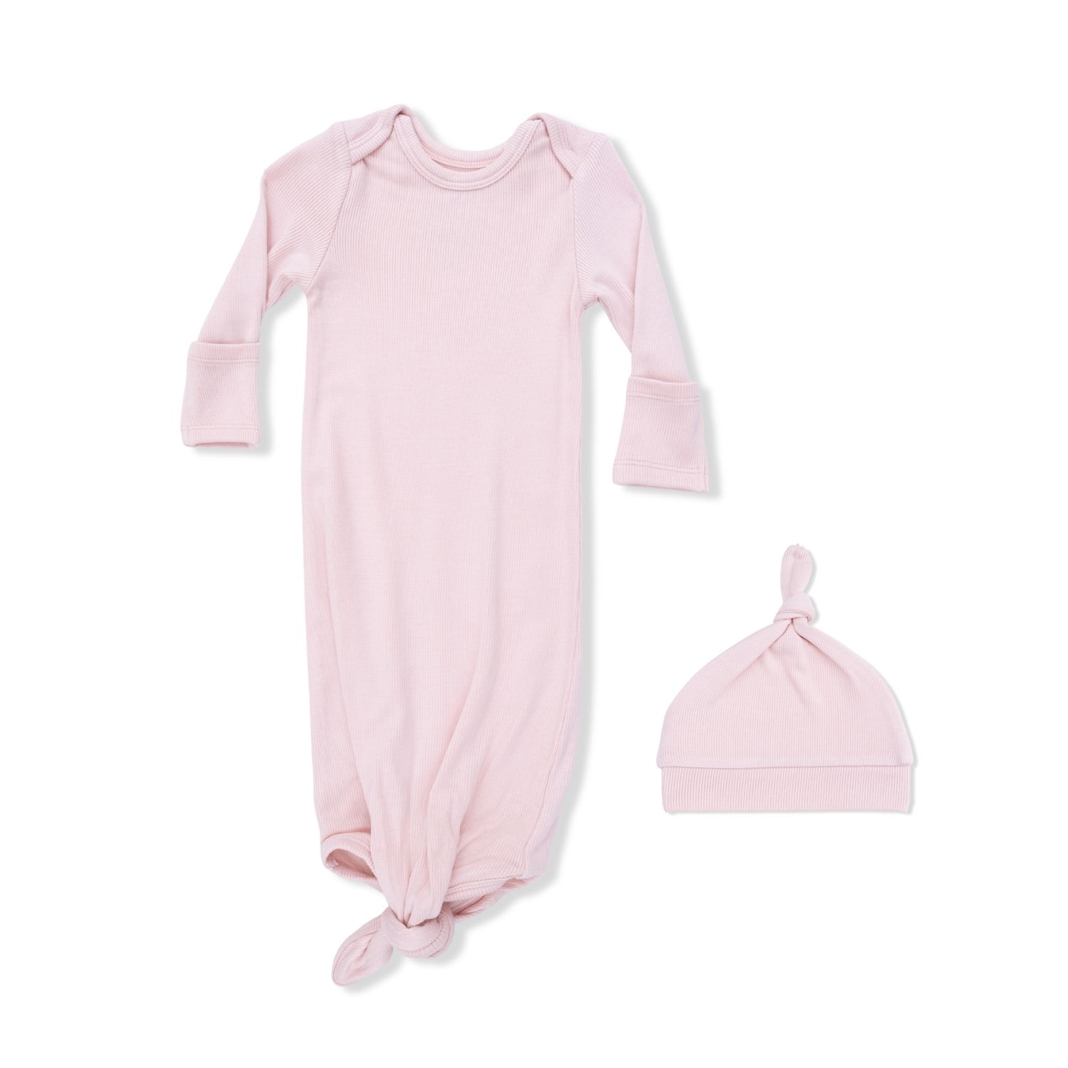 Solid Veiled Pink Knotted Gown and Hat