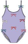 Lottie Swim Suit Lavender Multi Bow Applique