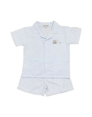 Blue Bunny and Basket Embroidered PJ Set