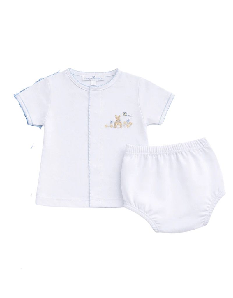 Bunny Basket Diaper Cover Set, Light Blue