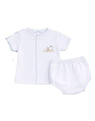 Bunny Basket Diaper Cover Set, Light Blue