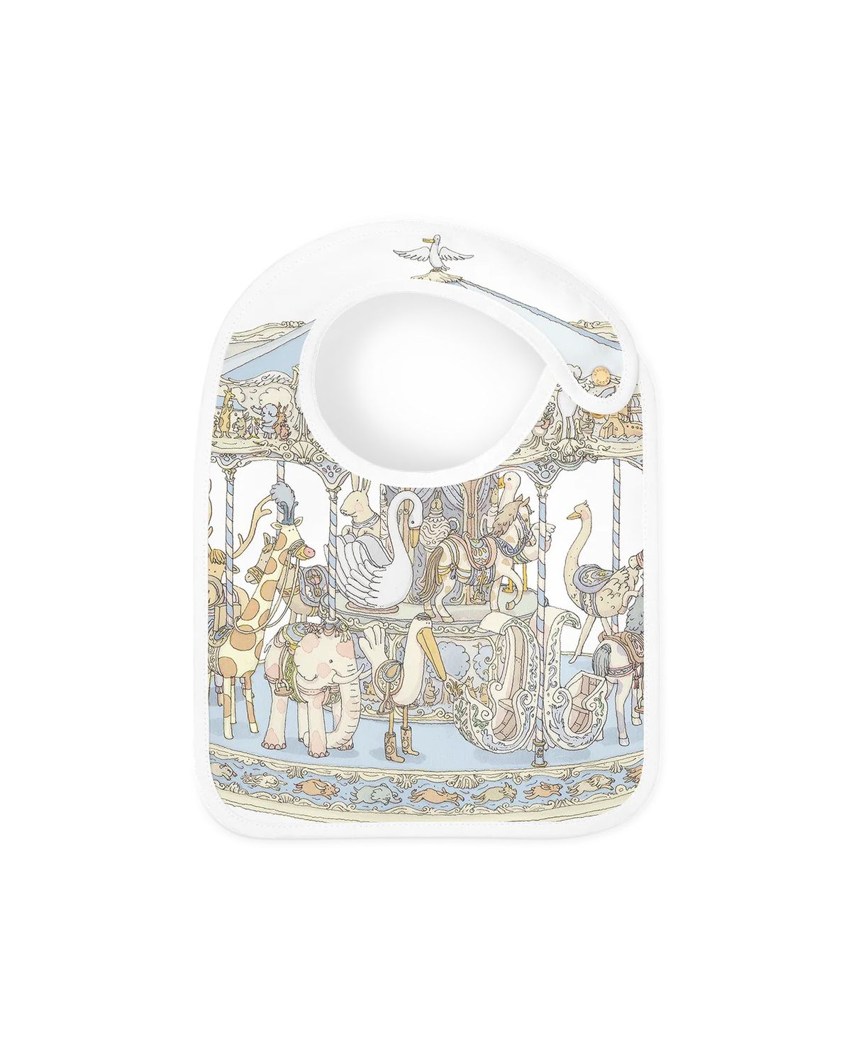 Satin bib- Carousel Blue
