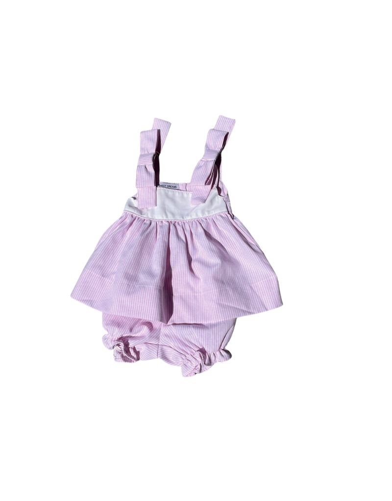 Pink Stripe Bow Shoulder Bloomer Set