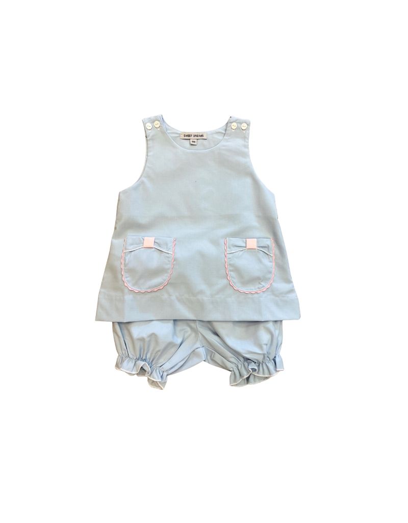Blue Bow Pocket Bloomer Set