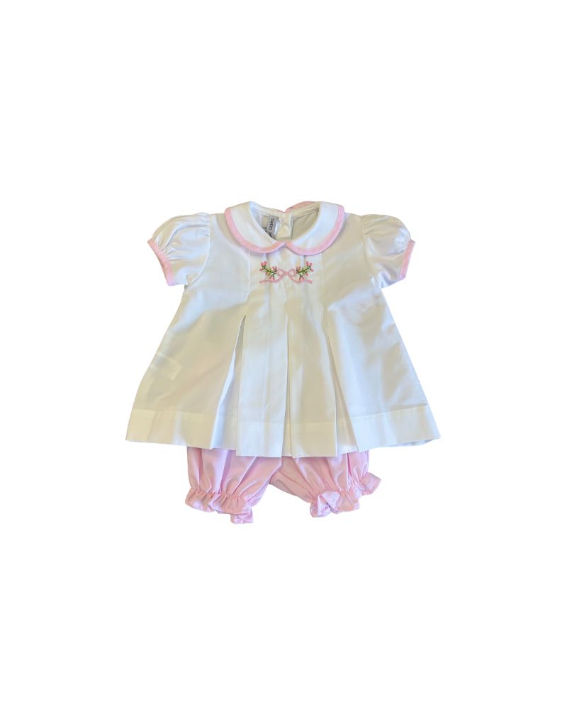 Emb Pink  Bow/ Buds Bloomer Set