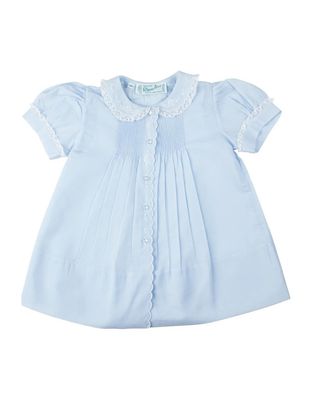 Blue Collared Scalloped Trim Slip Dress