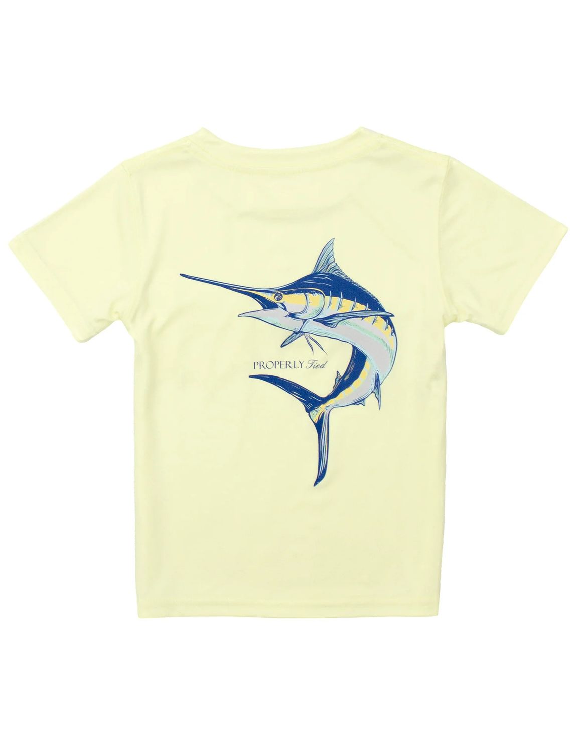 Performance Tee Blue Marlin SS on Light Yellow  