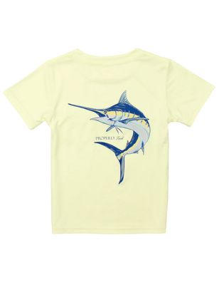 Performance Tee Blue Marlin SS on Light Yellow  