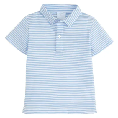 Short Sleeve Polo, Light Blue Stripe