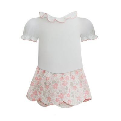 Madeline Ditsy Peach Floral Skirt Set