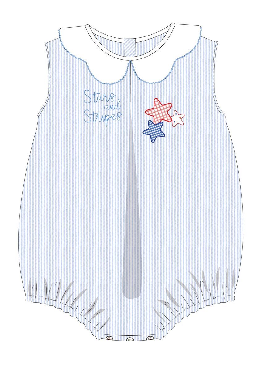 Mila Stars and Stripes Seersucker Pleat Bubble