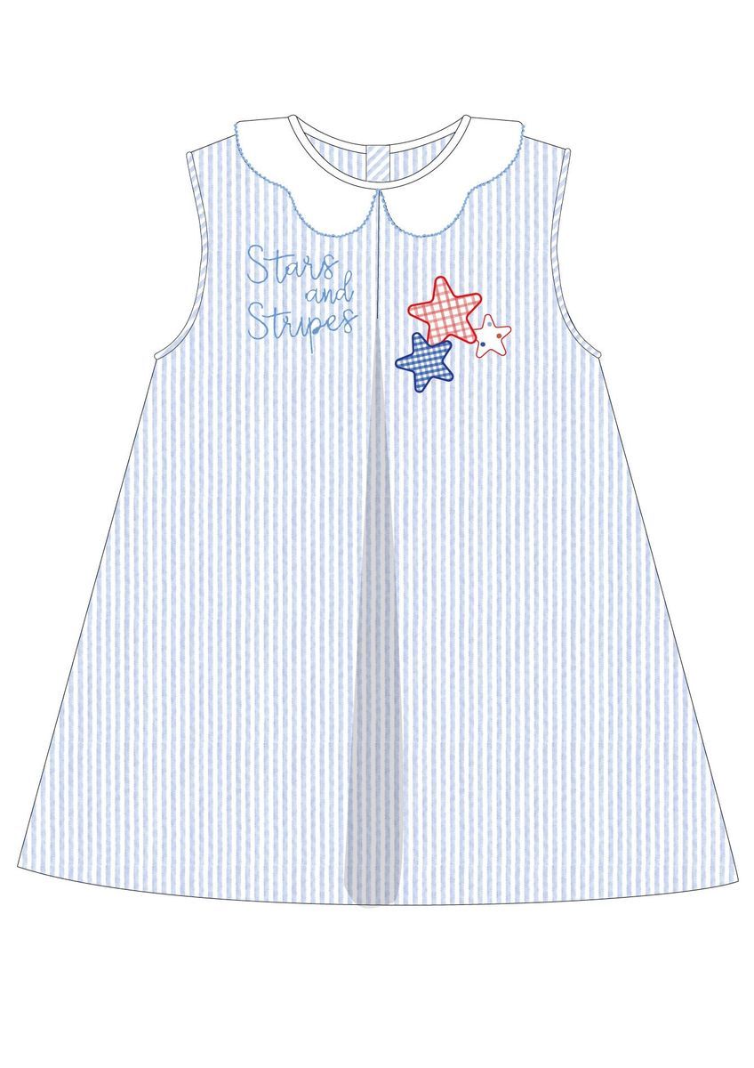 Mila Stars and Stripes Seersucker Pleat Dress