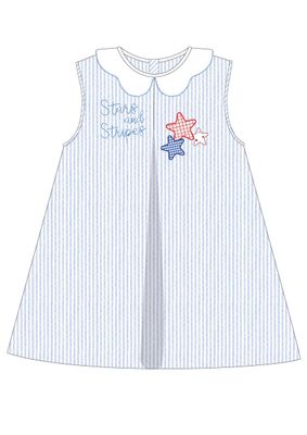 Mila Stars and Stripes Seersucker Pleat Dress