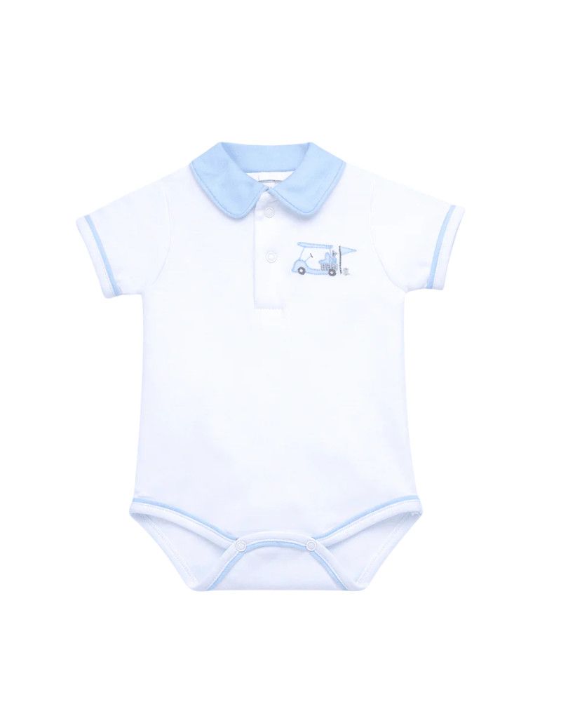 Little Golfers Collared Bodysuit, Blue