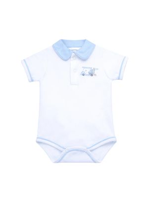 Little Golfers Collared Bodysuit, Blue