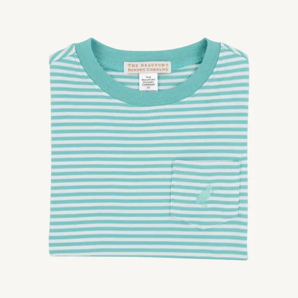 Carter Crewneck SS, Turks Teal Stripe