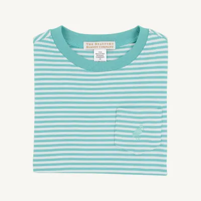 Carter Crewneck SS, Turks Teal Stripe