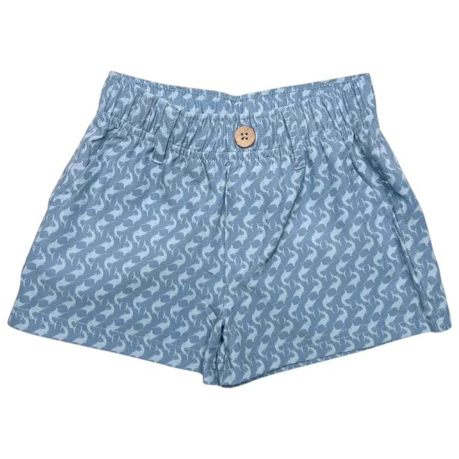 Performance Play Shorts with Belt Loops, Blue Fish