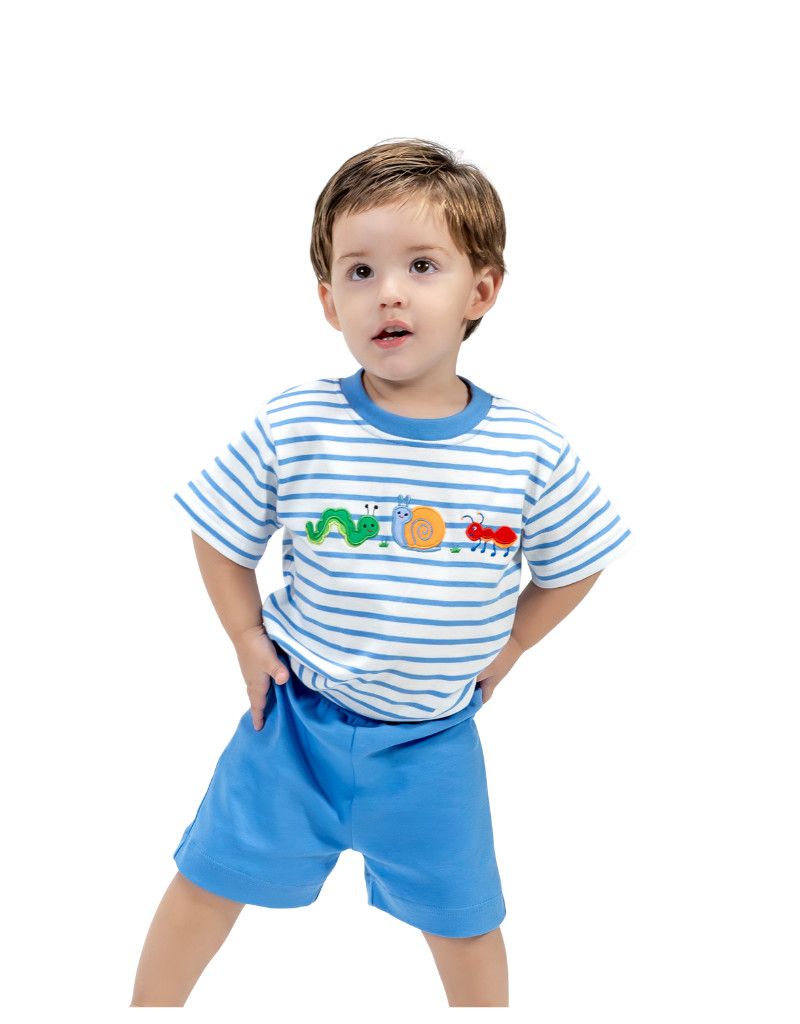 Backyard Bugs Blue Stripe T-Shirt