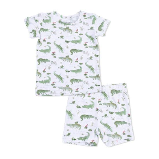 Short Sleeve PJ Set, Crayon Alligator