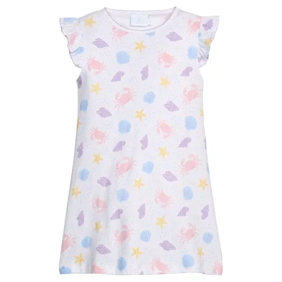 Printed Angel Sleeve Dress- Sea Shells