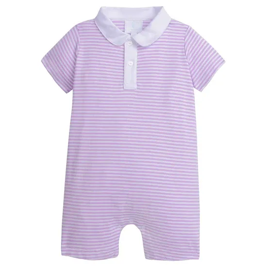 Lavender Stripe Peter Pan Polo Romper