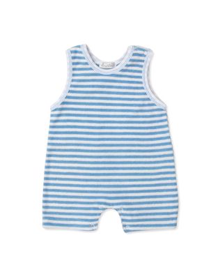 Light Blue Stripe Cabana Terry Sleeveless Playsuit