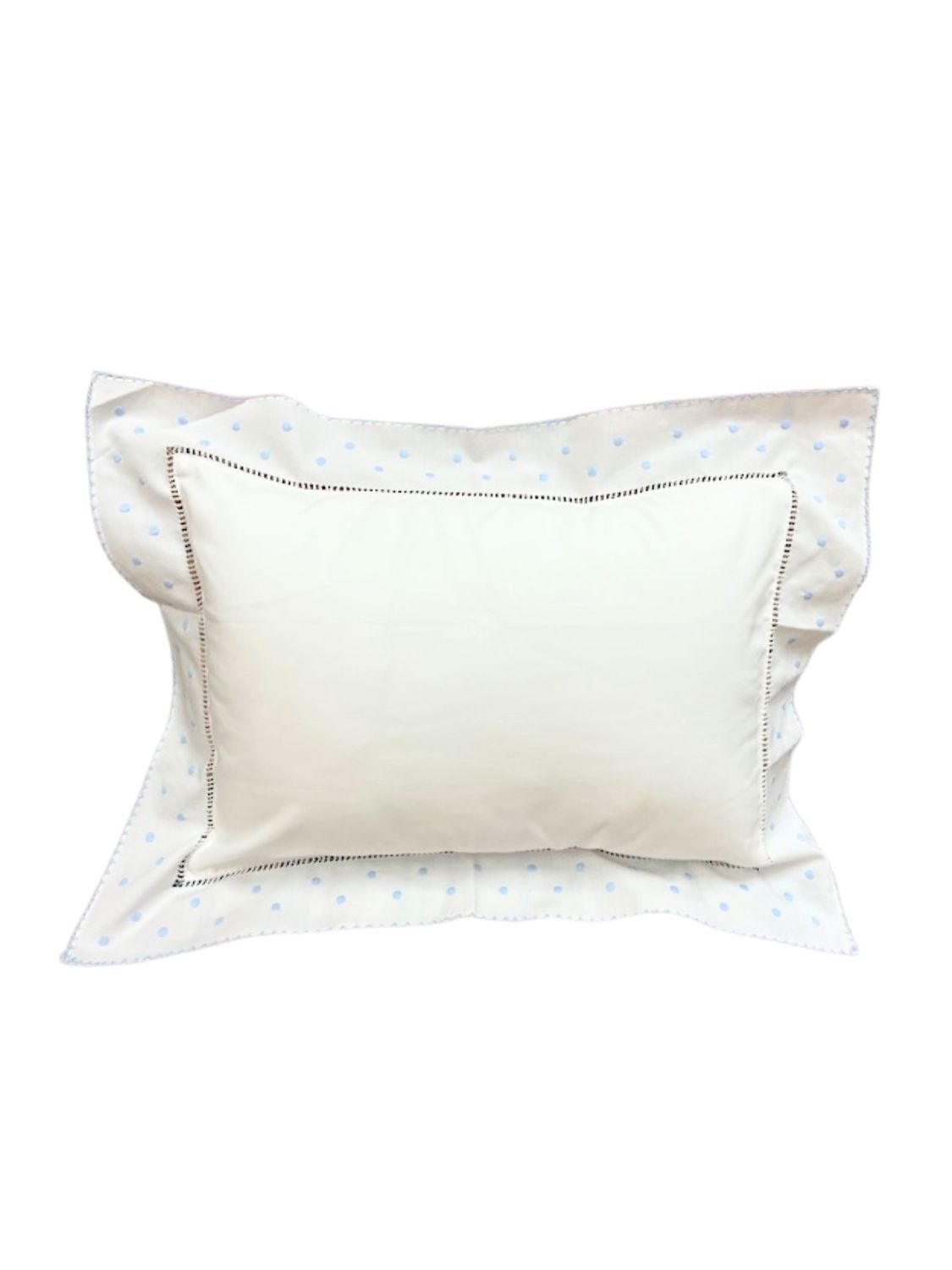 Picot Polka Dot Baby Pillow With Insert 12X16 Blue