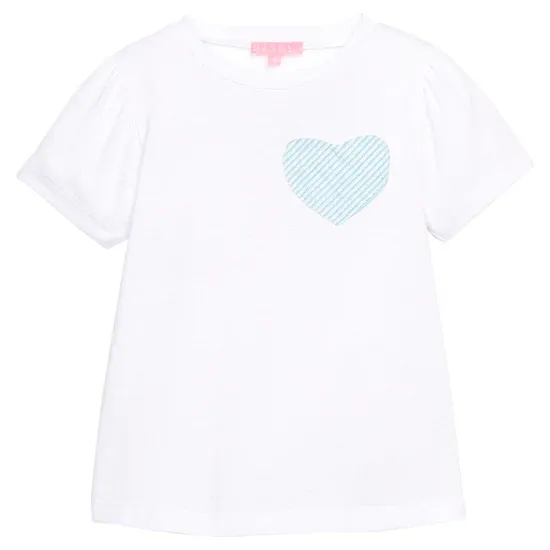 Essential Tee, Aqua Seersucker Heart