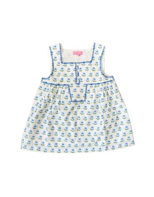 Keystone Top, Blue Tulip Block Print