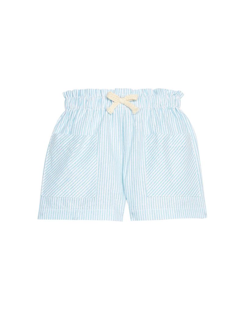 Patch Pocket Shorts, Aqua Sparkle Seersucker