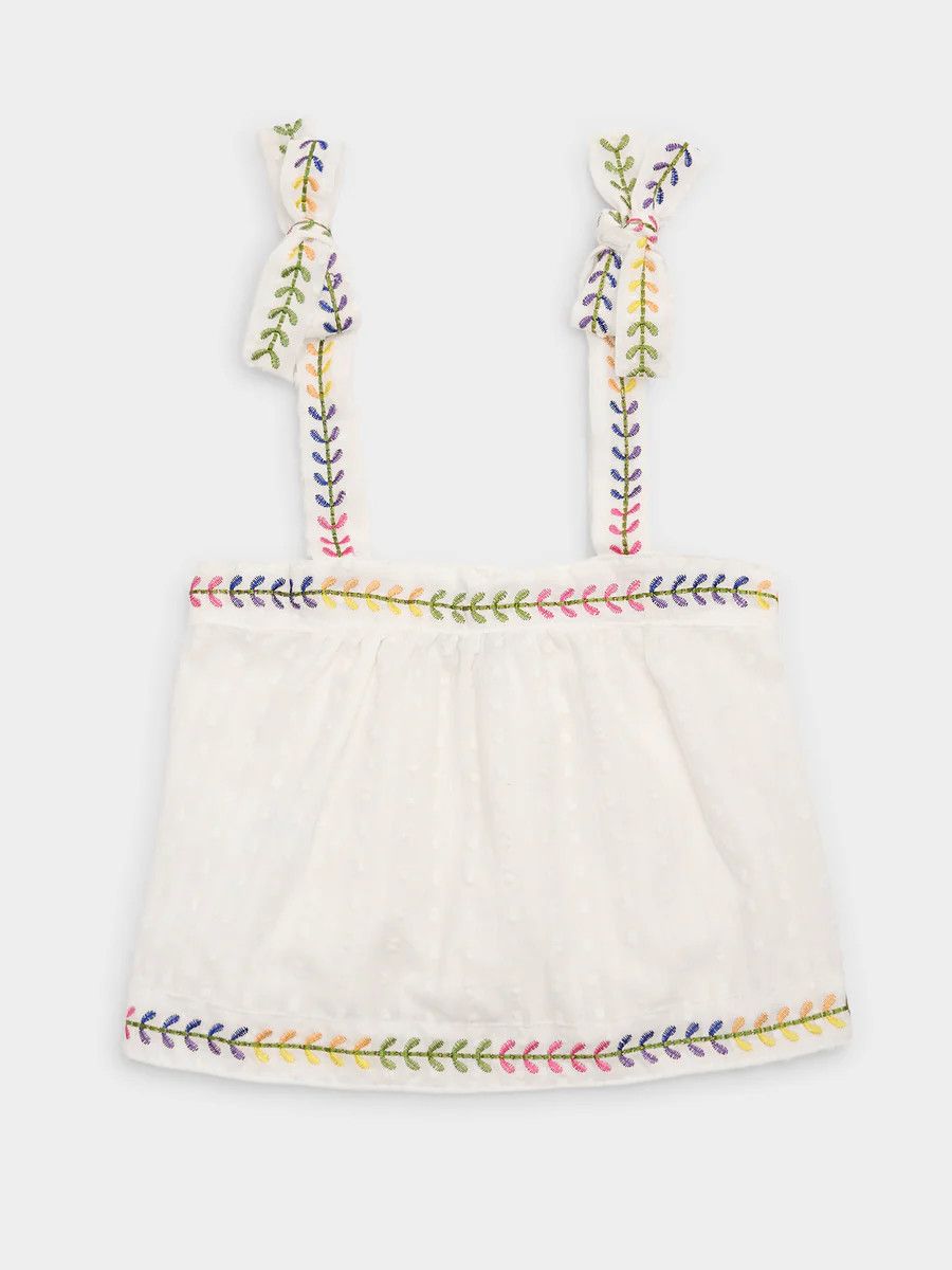 Del Mar Top, White Swiss Dot