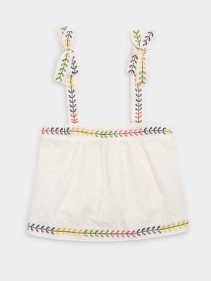 Del Mar Top, White Swiss Dot