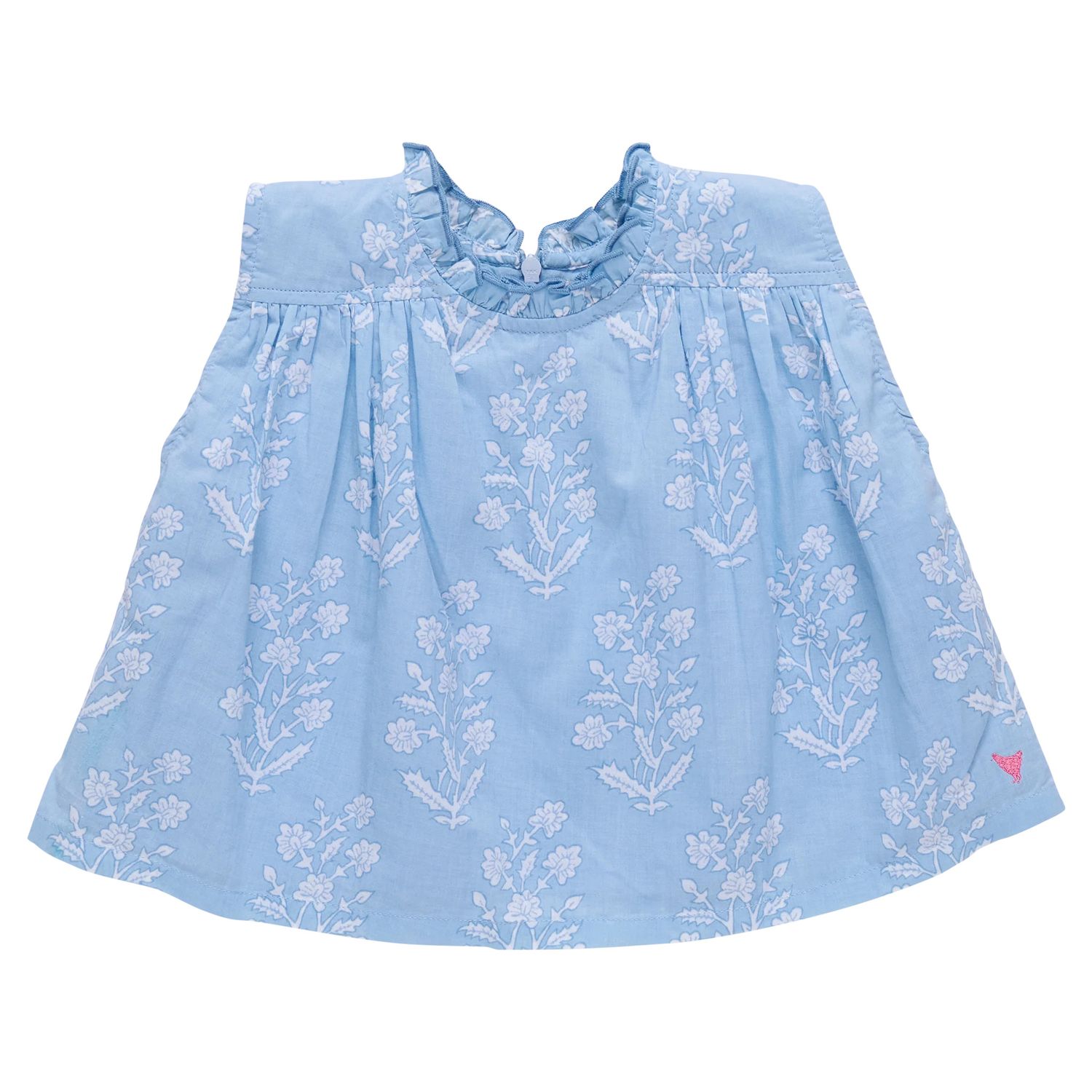 Misha Top, Blue Dewdrop Block Print