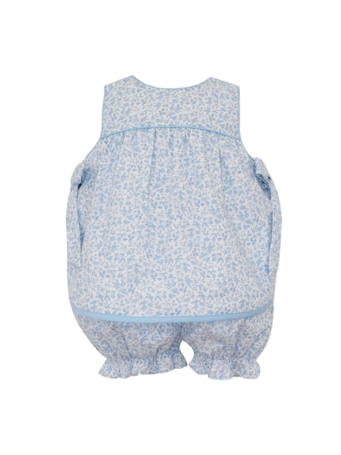 Blue Floral Apron Bloomer Set with Side Bows