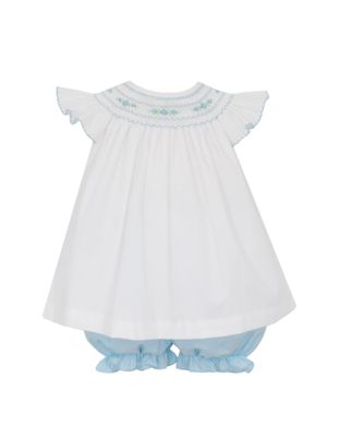 Madison Poplin Angel Wing Bloomer Set , Blue Accents
