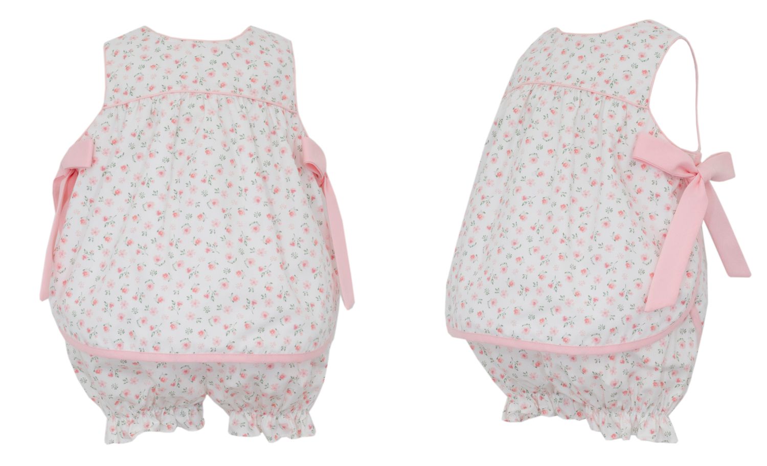 Pink Floral Apron Bloomer Set with Side Bows