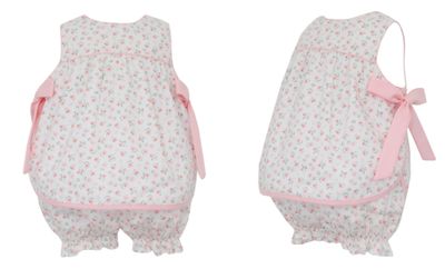 Pink Floral Apron Bloomer Set with Side Bows