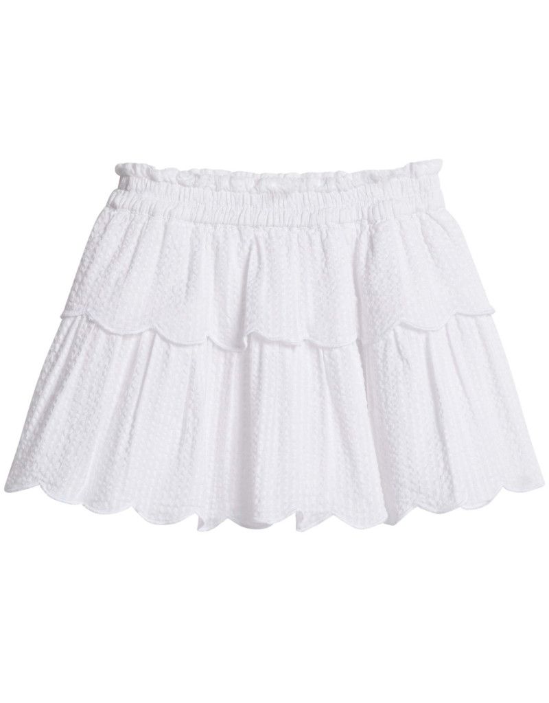 Two Tiered Skirt, White Seersucker