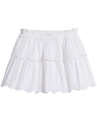 Two Tiered Skirt, White Seersucker