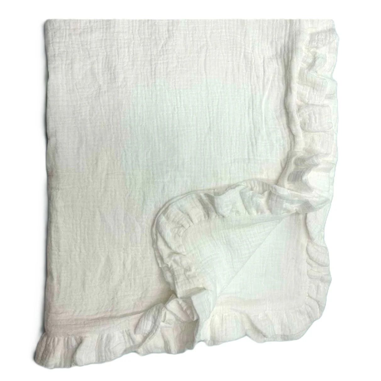 Ruffle Blanket, White