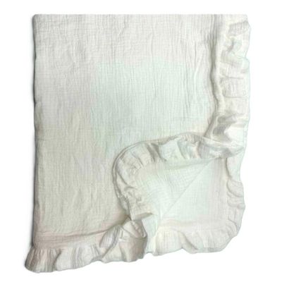 Ruffle Blanket, White