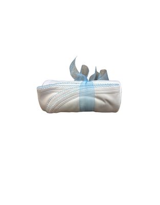 White with Blue Trim Blanket