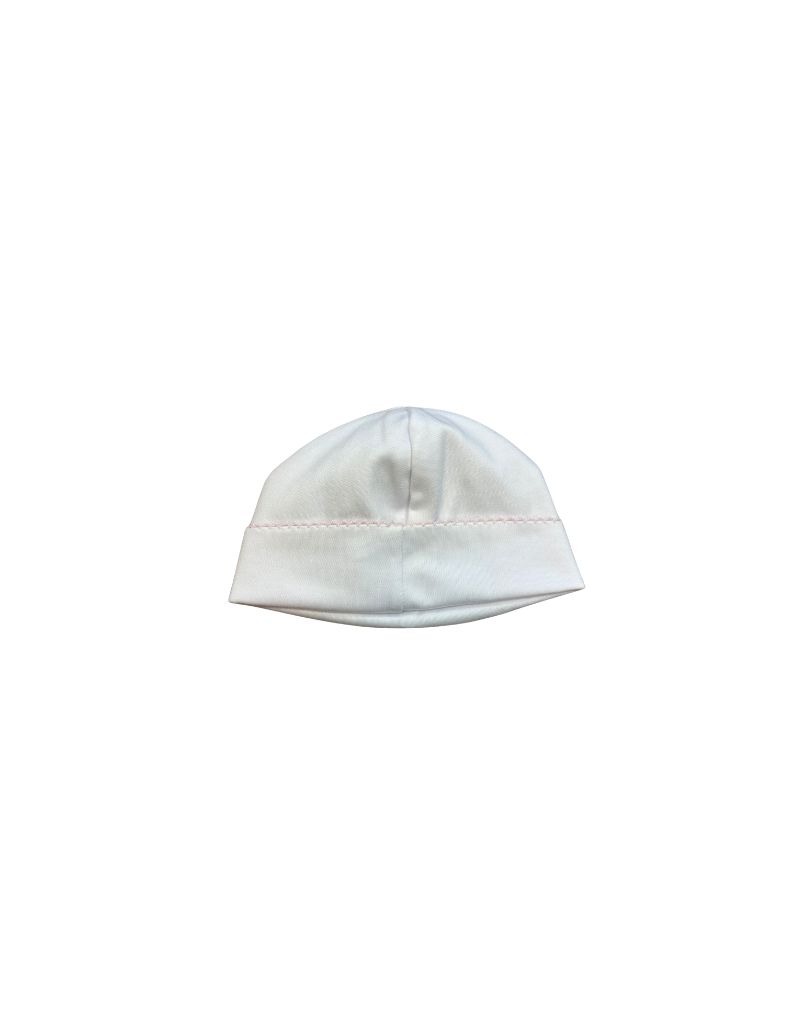 White Pima Hat with Pink Trim, NB